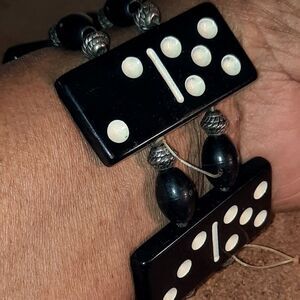 Dominoes Stretchy Resin Chunky Handmade Bracelet